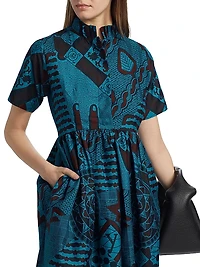Tobi Pleated Printed Cotton Midi-Dress