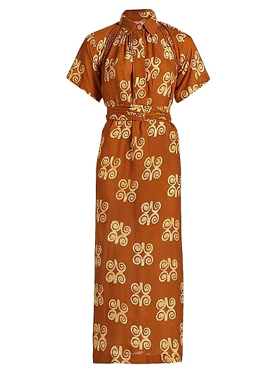 Issa Printed Cotton A-Line Midi-Dress
