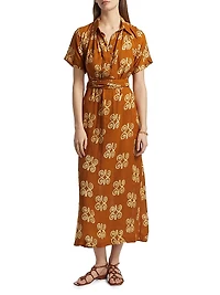 Issa Printed Cotton A-Line Midi-Dress