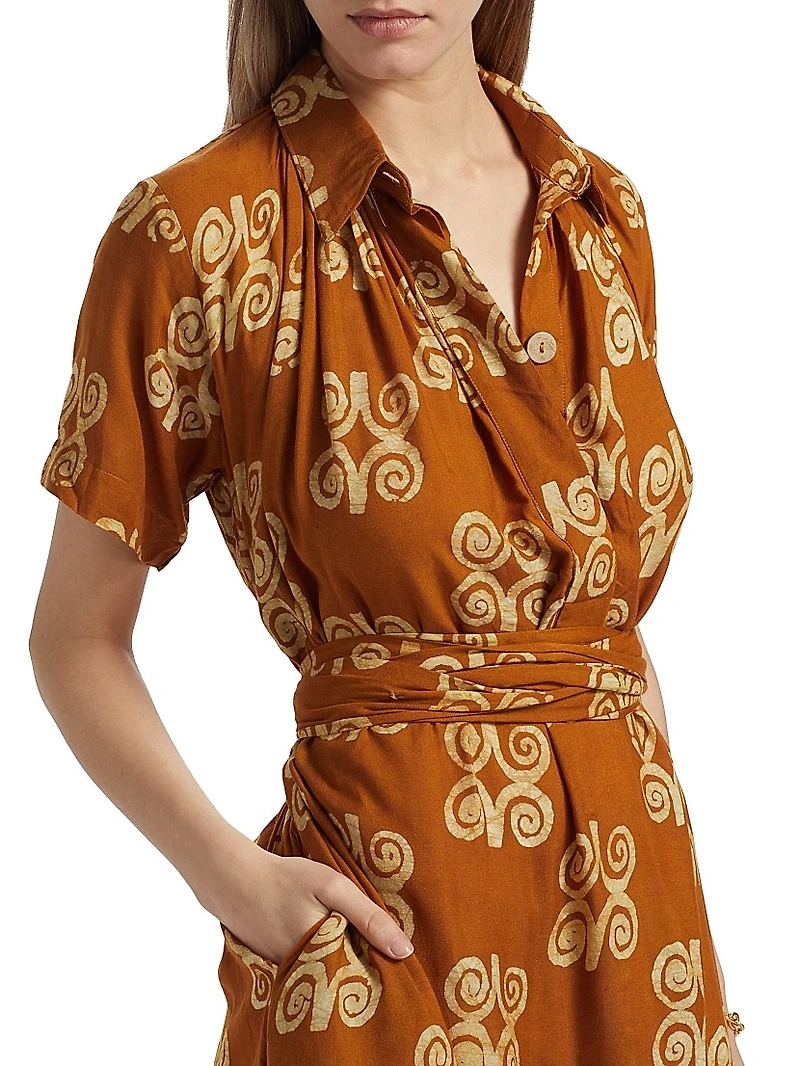 Issa Printed Cotton A-Line Midi-Dress