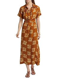 Issa Printed Cotton A-Line Midi-Dress