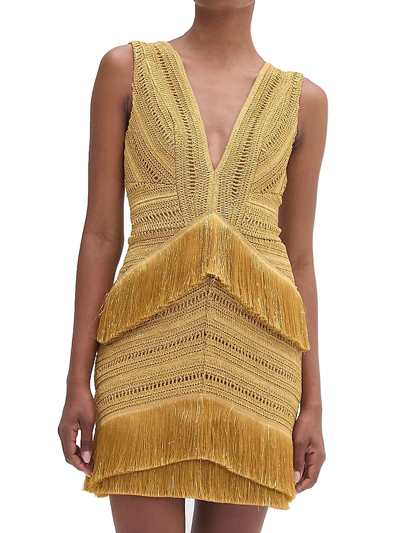 Pampas Fringed Sheath Minidress