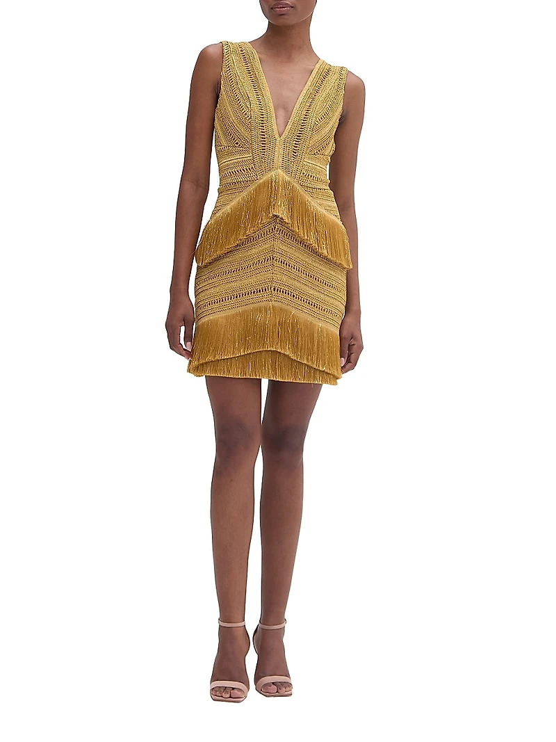 Pampas Fringed Sheath Minidress