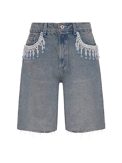 Nostalgic Sky Beaded Denim Shorts