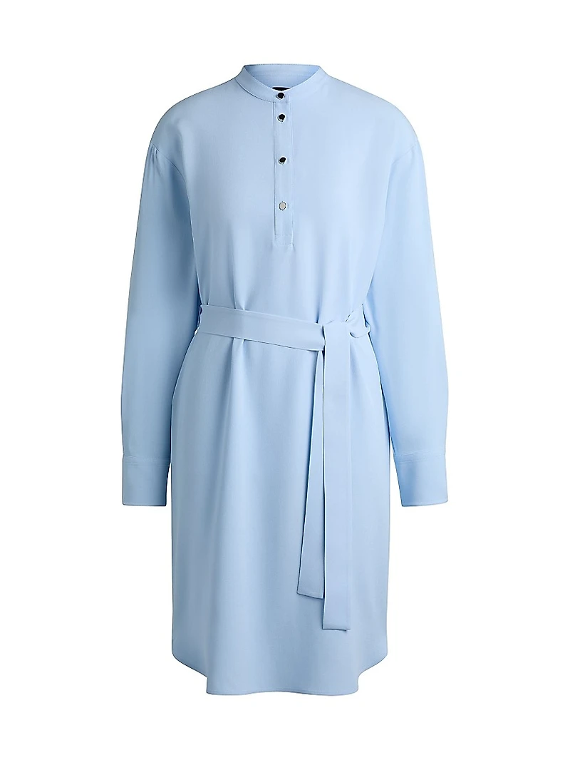 Belted Dress with Snap Placket