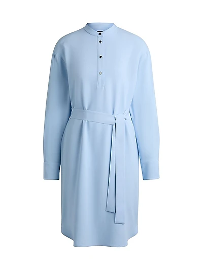 Belted Dress with Snap Placket