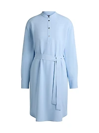 Belted Dress with Snap Placket