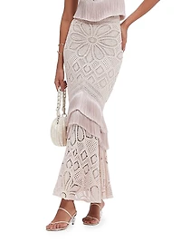 Crochet Cotton Tulle Maxi Skirt