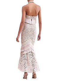 Crochet Cotton Tulle Maxi Skirt