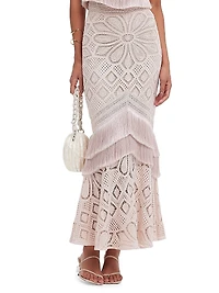 Crochet Cotton Tulle Maxi Skirt