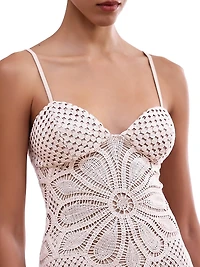 Flower Crochet Sweetheart Minidress
