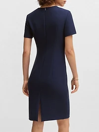 Square-Neck Slim-Fit Dress Stretch Material