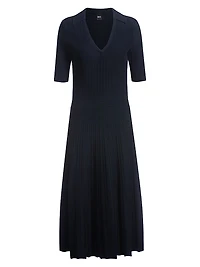 V-Neck Dress with Ribbed Structure