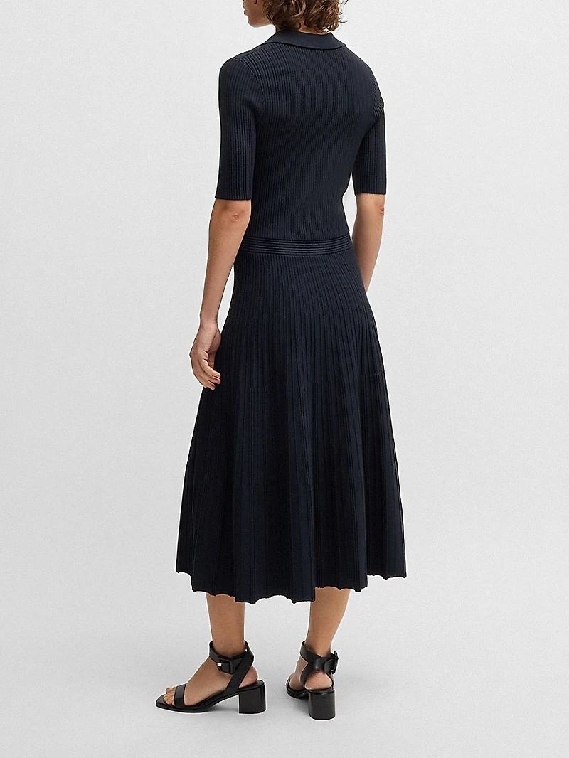 V-Neck Dress with Ribbed Structure