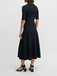 V-Neck Dress with Ribbed Structure