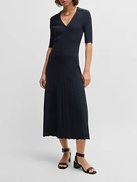 V-Neck Dress with Ribbed Structure