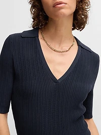V-Neck Dress with Ribbed Structure