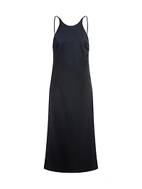 Twill Dress with High Neckline