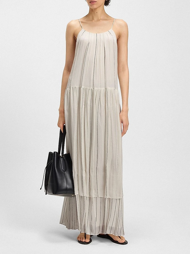 Tiered Striped Dress with Silk