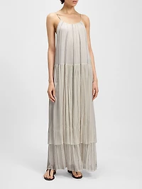 Tiered Striped Dress with Silk