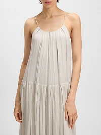 Tiered Striped Dress with Silk