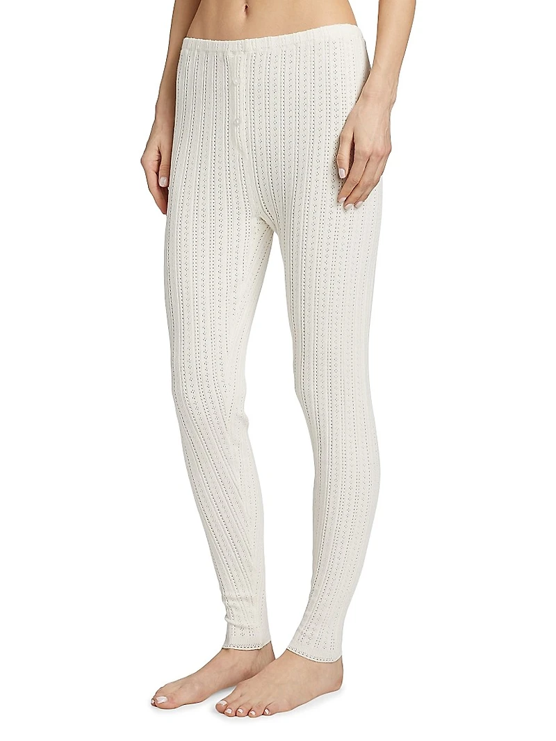 Do Not Disturb Cable-Knit Pointelle Long Pajamas