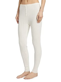 Do Not Disturb Cable-Knit Pointelle Long Pajamas