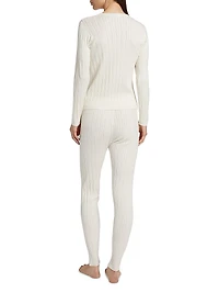 Do Not Disturb Cable-Knit Pointelle Long Pajamas