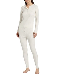 Do Not Disturb Cable-Knit Pointelle Long Pajamas
