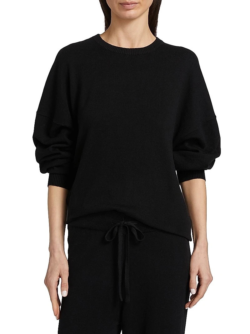 Do Not Disturb Cotton-Cashmere Crewneck Top