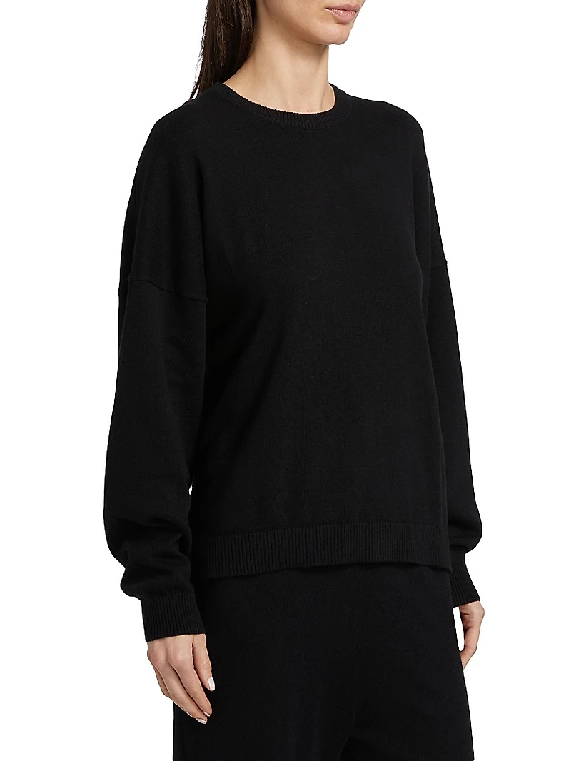Do Not Disturb Cotton-Cashmere Crewneck Top