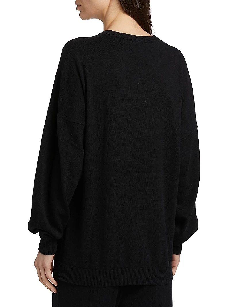 Do Not Disturb Cotton-Cashmere Crewneck Top