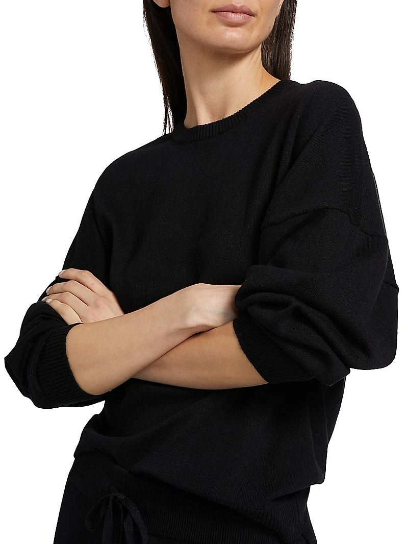 Do Not Disturb Cotton-Cashmere Crewneck Top