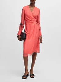 Wrap Dress with Sheer Detailing