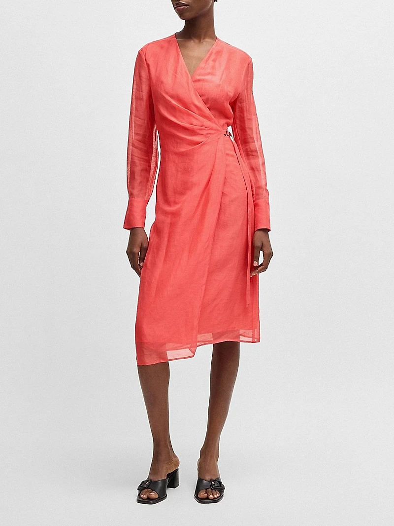 Wrap Dress with Sheer Detailing