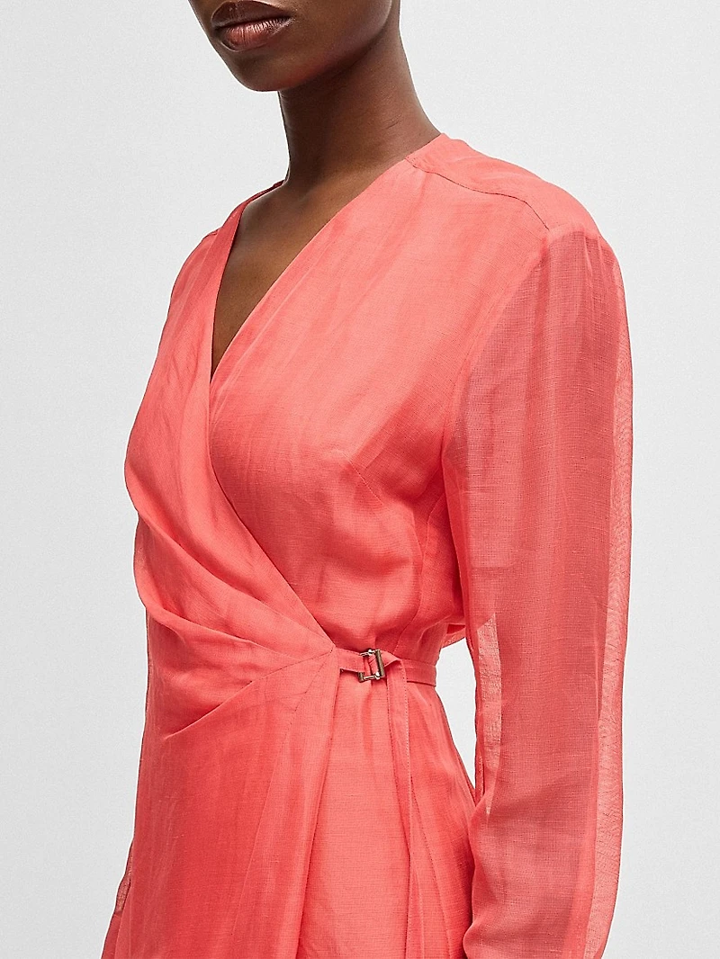 Wrap Dress with Sheer Detailing