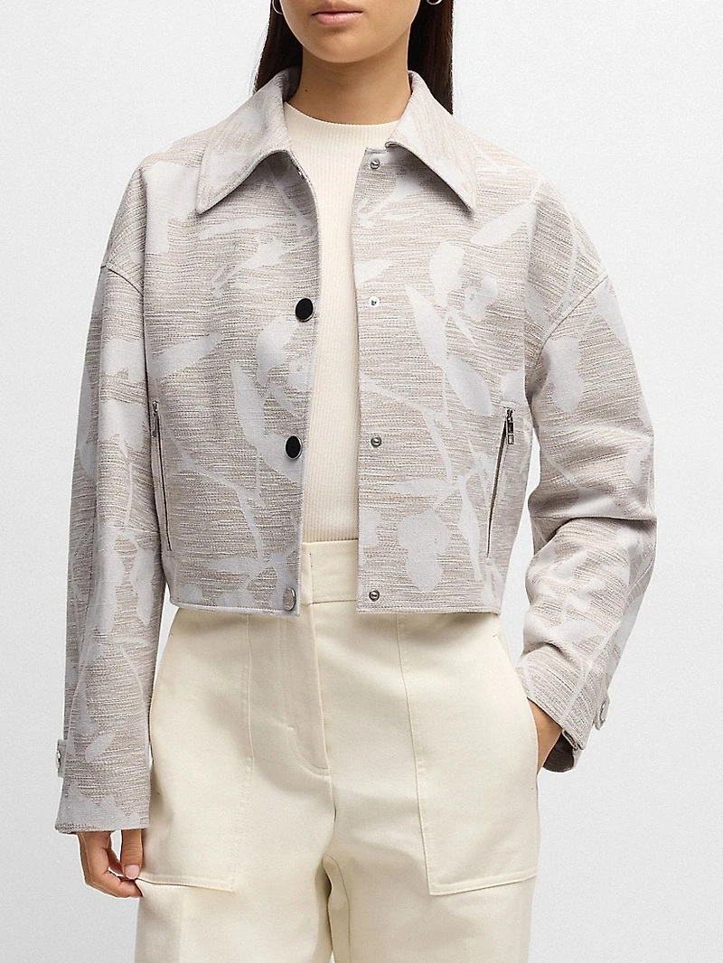 Relaxed-Fit Blazer with Floral Structure