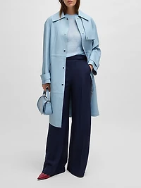 Cropped-Sleeve Knitted Sweater Textured Wool