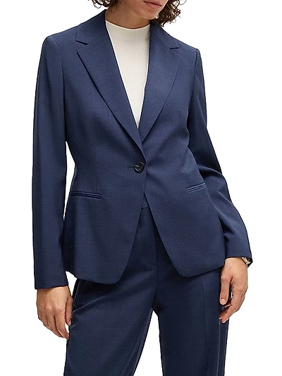Regular-Fit Blazer in Micro-Check Virgin Wool