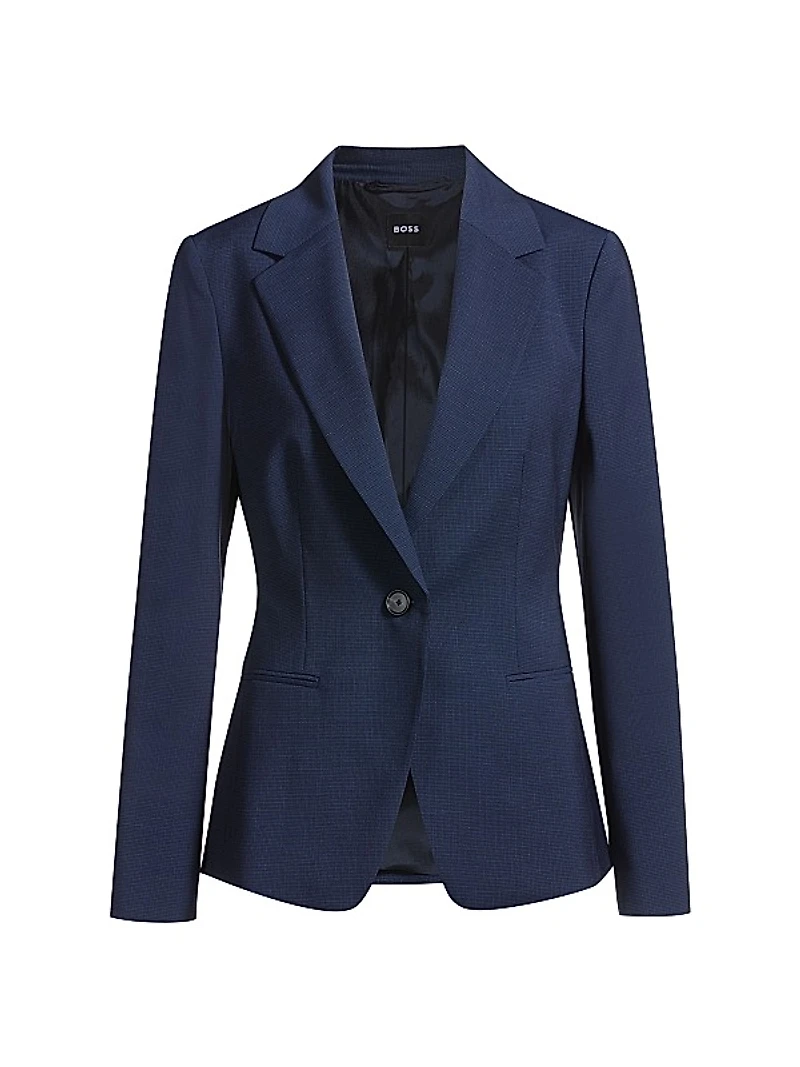 Regular-Fit Blazer in Micro-Check Virgin Wool