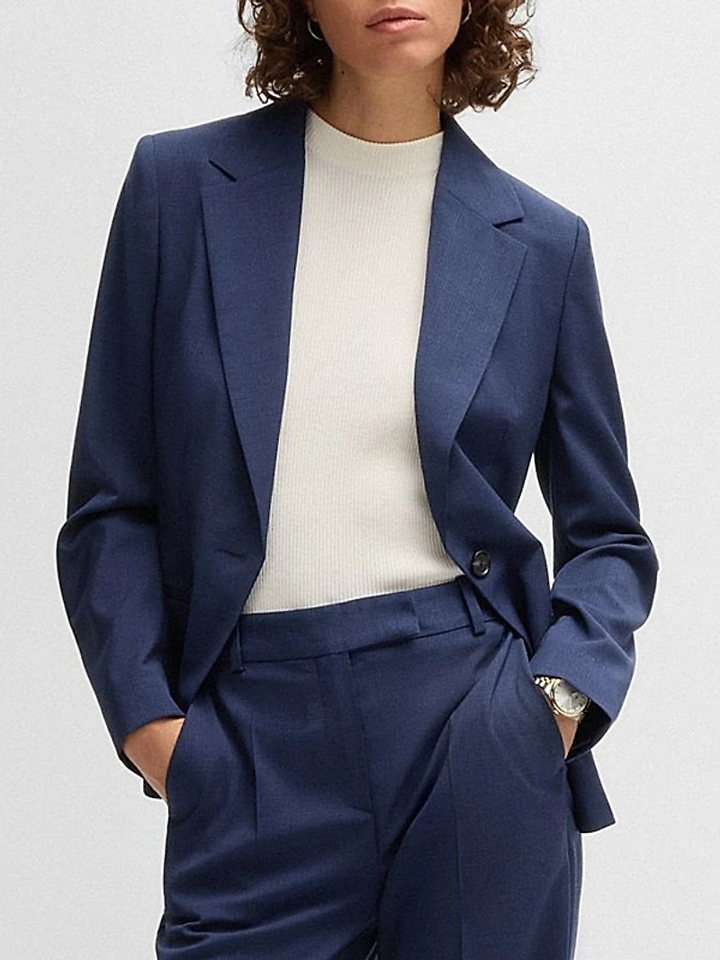 Regular-Fit Blazer in Micro-Check Virgin Wool
