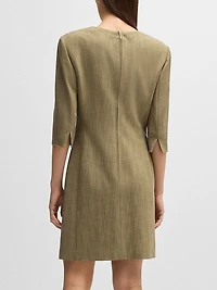 Scoop-Neck Dress Herringbone Stretch Fabric