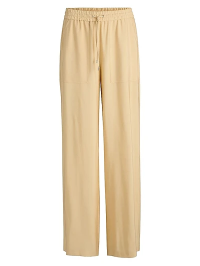 Wide-Leg Drawcord Trousers Soft Twill