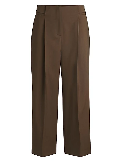 Regular-Fit High-Waisted Trousers Wool