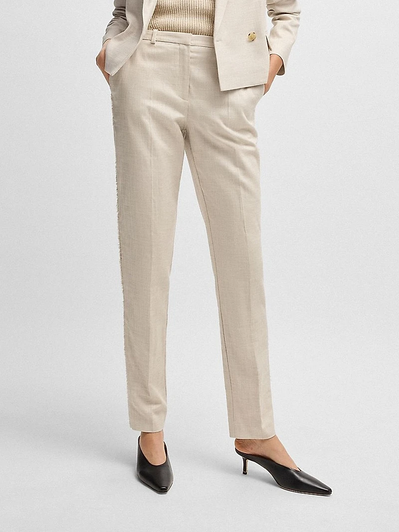 Relaxed-Fit Trousers in Melange Stretch Fabric