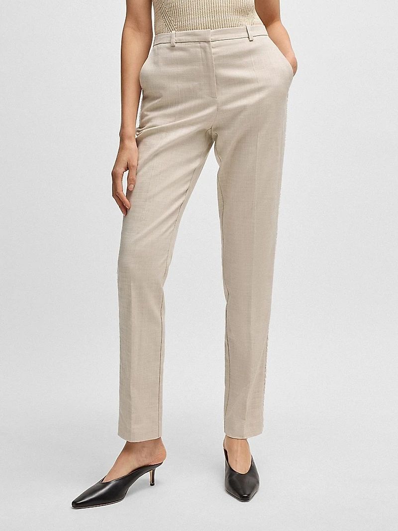 Relaxed-Fit Trousers in Melange Stretch Fabric