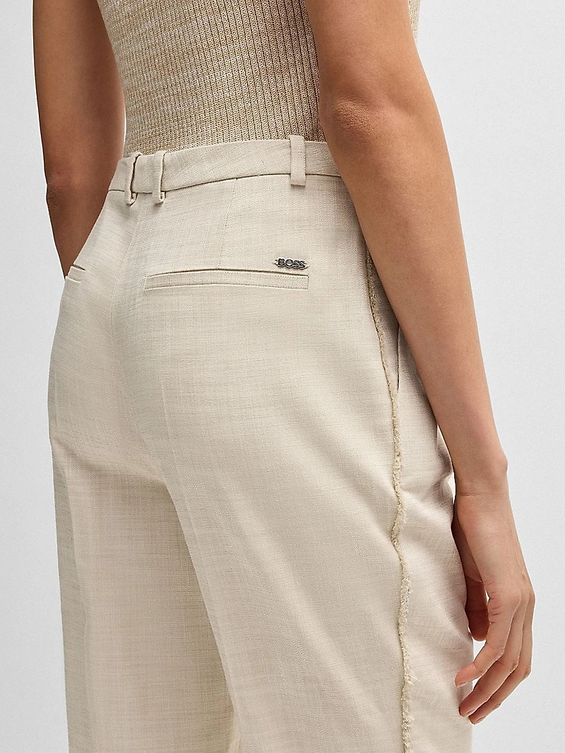 Relaxed-Fit Trousers in Melange Stretch Fabric