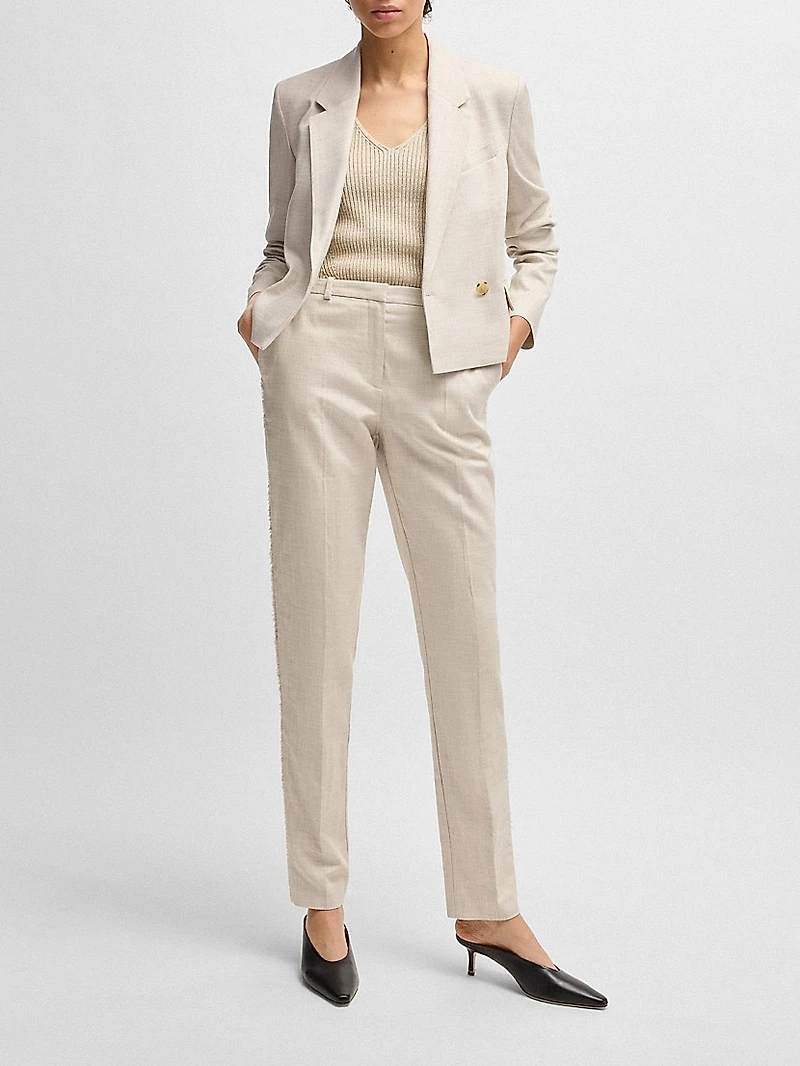 Relaxed-Fit Trousers in Melange Stretch Fabric