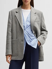 Twist-Front Slim-Fit Blouse Striped Cotton