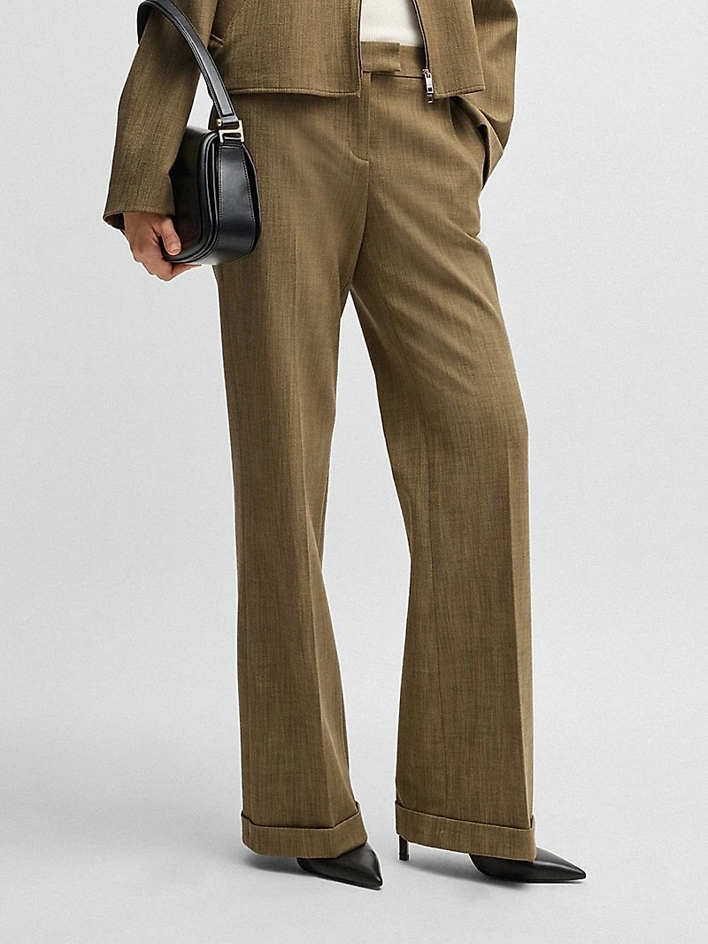 Regular-Fit Trousers Herringbone Stretch Fabric